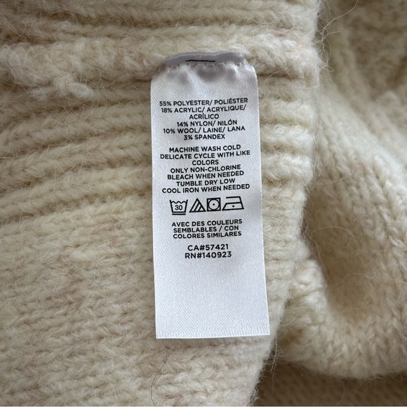 LOFT Chunky Wool Blend Cream Cable Knit Sleeveless Soft Sweater Vest Size Large - Picture 12 of 13